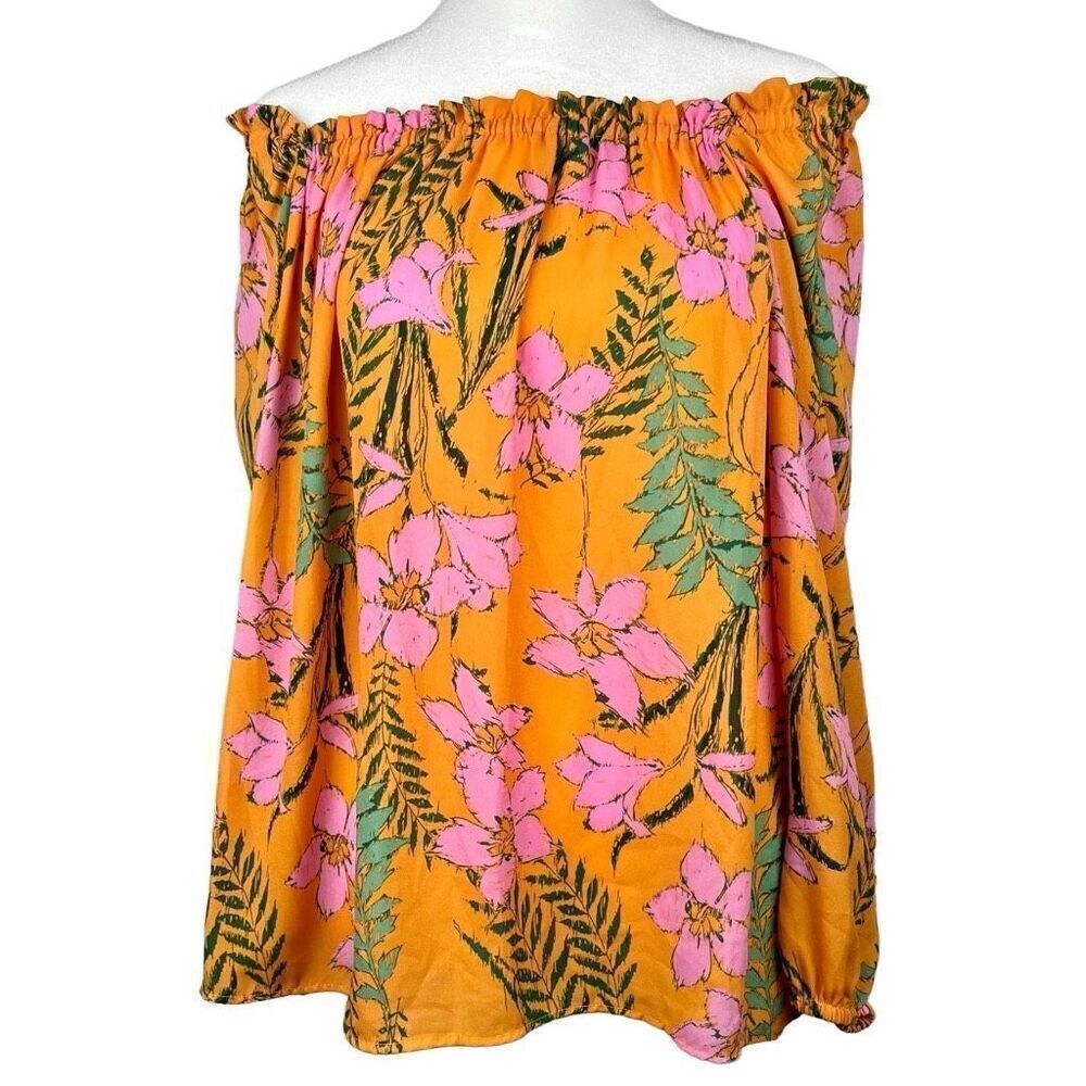 Gason & Latimer Off The Shoulder Tropical Floral Blouse Medium